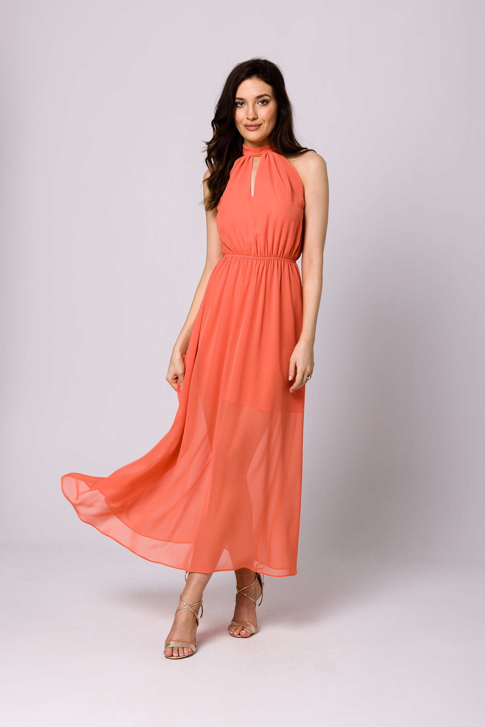 Sukienka szyfonowa TASTY LOVE – pomarańczowa